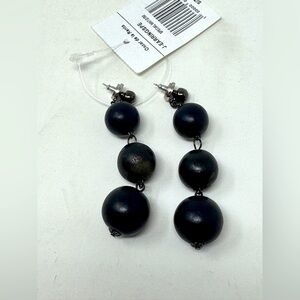 NWT Oscar de la Renta Wooden Ball Drop Earrings